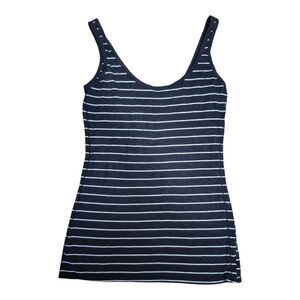 Michael Stars Navy and White Striped Tank Top One Size